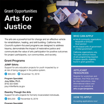 Arts for Justice Grant Programs Flyer